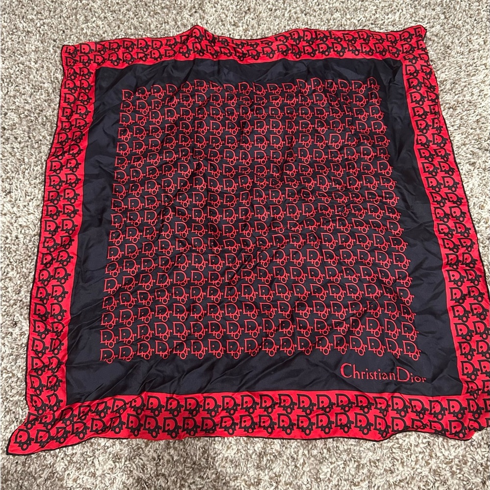 Christian Dior Red and Blue square Scarf